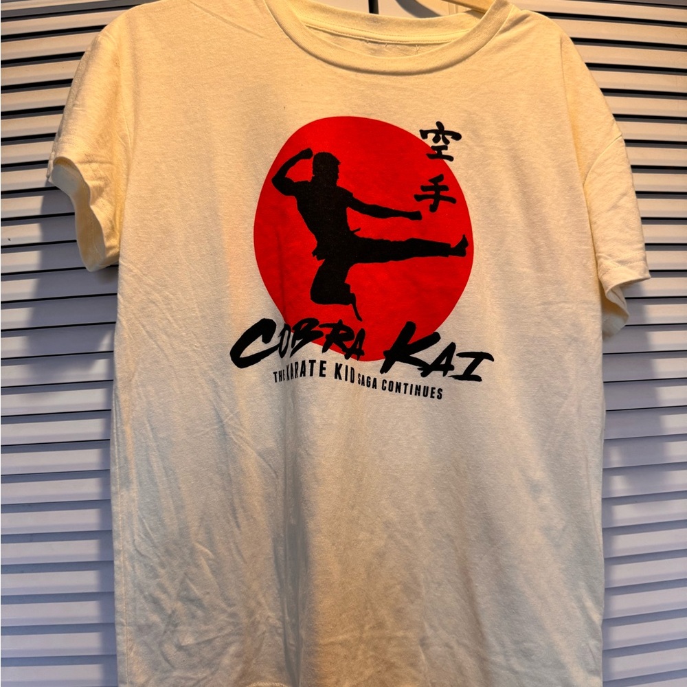 Bioworld Cream T-Shirt with Red and Black Cobra Kai Graphic